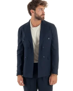 Abito lino uomo vestito doppiopetto sartoriale blu AE1172A