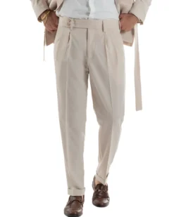Abito uomo completo doppiopetto rever scialle cintura pantaloni pinces beige BlackSunday AE1246A