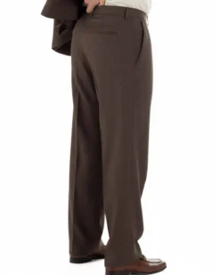 Abito uomo doppiopetto 2 bottoni vestito viscosa over pantaloni baggy marrone GIOSAL-AE1217A