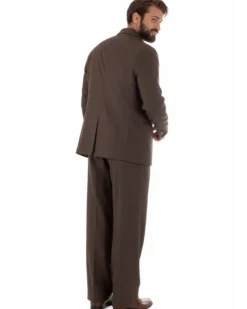 Abito uomo doppiopetto 2 bottoni vestito viscosa over pantaloni baggy marrone GIOSAL-AE1217A