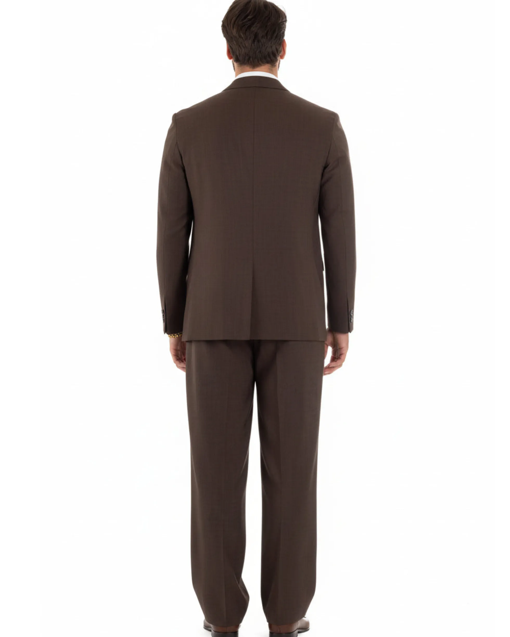Abito uomo doppiopetto 2 bottoni vestito viscosa over pantaloni baggy marrone GIOSAL-AE1217A