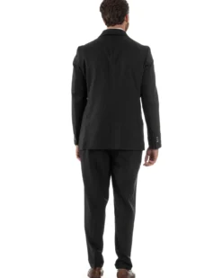 Abito Uomo Doppiopetto Bottoni In Metallo Completo Sartoriale Vestito Elegante Giacca Rever A Lancia Pantaloni Con Pinces Casual Nero GIOSAL-AE1138A
