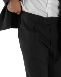 Abito Uomo Doppiopetto Bottoni In Metallo Completo Sartoriale Vestito Elegante Giacca Rever A Lancia Pantaloni Con Pinces Casual Nero GIOSAL-AE1138A
