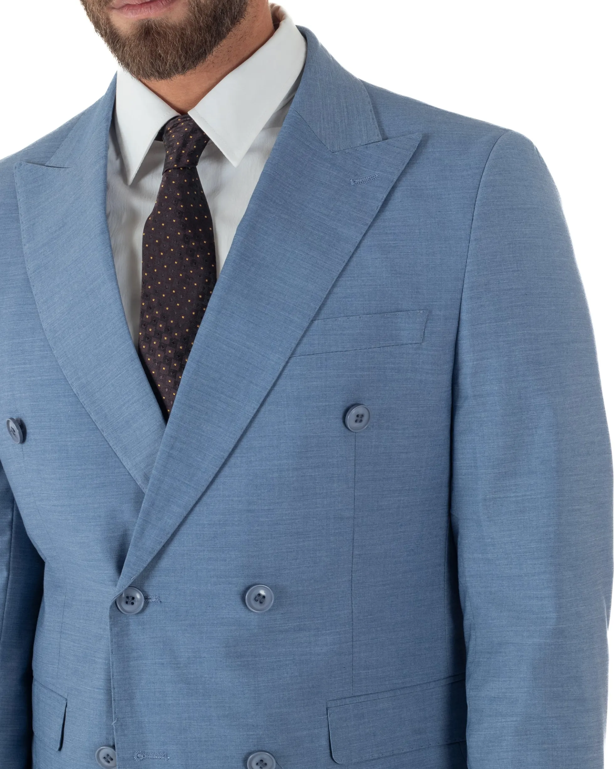 Abito uomo doppiopetto completo viscosa giacca pantaloni elegante denim GIOSAL-AE1234A