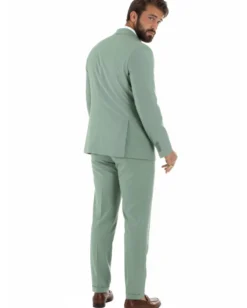 Abito uomo doppiopetto completo viscosa giacca pantaloni elegante verde salvia GIOSAL-AE1207A