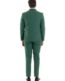 Abito uomo doppiopetto completo viscosa giacca pantaloni elegante verde melangiato GIOSAL-AE1117A