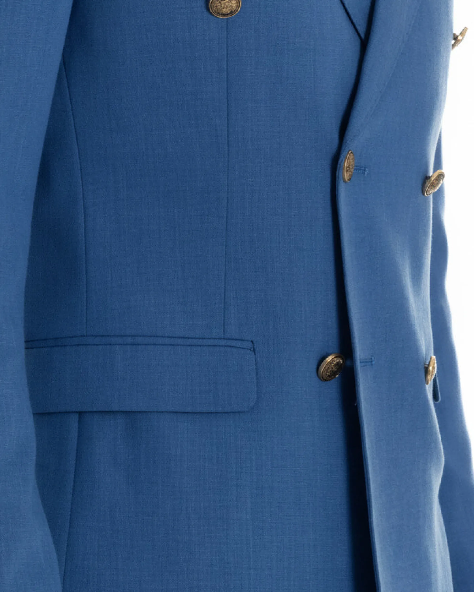 Abito uomo doppiopetto completo giacca pantaloni bottoni metallo blu royal melangiato GIOSAL-AE1204A