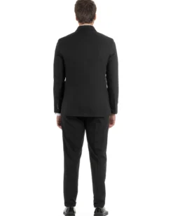 Abito uomo doppiopetto completo giacca pantaloni fibbia pinces nero GIOSAL-AE1249A