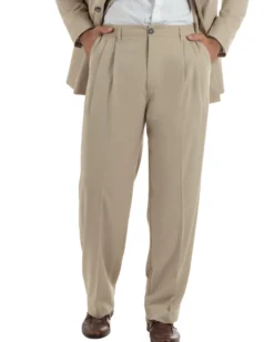 Abito uomo doppiopetto completo giacca pantaloni baggy pinces beige GIOSAL-AE1250A