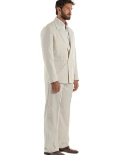Abito uomo doppiopetto completo giacca 2 bottoni pantaloni baggy panna BlackSunday AE1264A