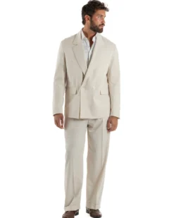 Abito uomo doppiopetto completo giacca 2 bottoni pantaloni baggy panna BlackSunday AE1264A