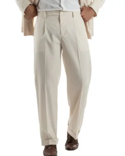 Abito uomo doppiopetto completo giacca 2 bottoni pantaloni baggy panna BlackSunday AE1264A