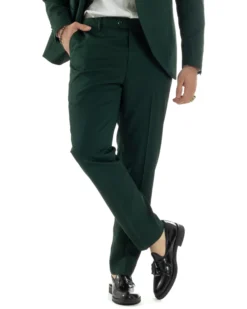Abito Uomo Doppiopetto Quattro Bottoni Vestito Completo Smoking Rever Sciallato Raso Verde AE1111A