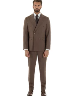 Abito uomo doppiopetto vestito gessato sartoriale rigato sottile marrone GIOSAL-AE1240A