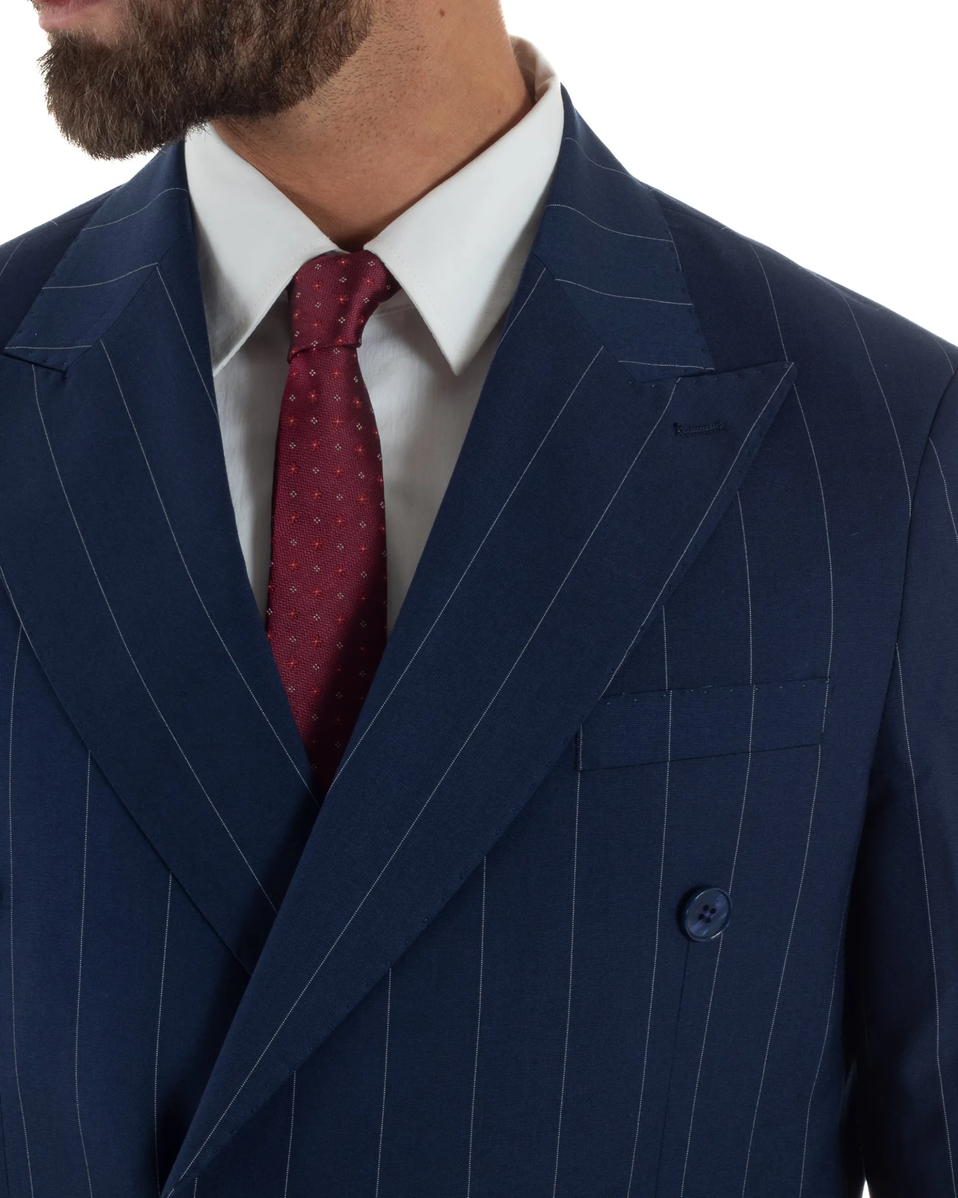Abito uomo doppiopetto vestito gessato sartoriale rigato sottile blu GIOSAL-AE1241A