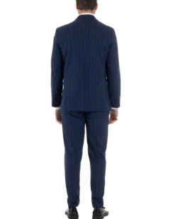 Abito uomo doppiopetto vestito gessato sartoriale rigato sottile blu GIOSAL-AE1241A