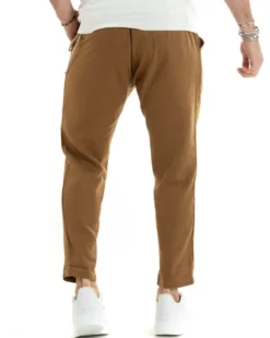 Abito uomo doppiopetto vestito sartoriale lino camel GIOSAL-OU2334A