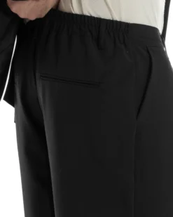 Abito Uomo Doppiopetto Viscosa Relaxed Fit Completo Giacca Rever A Lancia Pantaloni Pinces Fondo Largo Baggy Casual Nero GIOSAL-AE1120A
