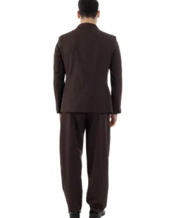 Abito Uomo Doppiopetto Viscosa Relaxed Fit Completo Giacca Rever A Lancia Pantaloni Pinces Fondo Largo Baggy Casual Moro GIOSAL-AE1123A