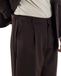Abito Uomo Doppiopetto Viscosa Relaxed Fit Completo Giacca Rever A Lancia Pantaloni Pinces Fondo Largo Baggy Casual Moro GIOSAL-AE1123A