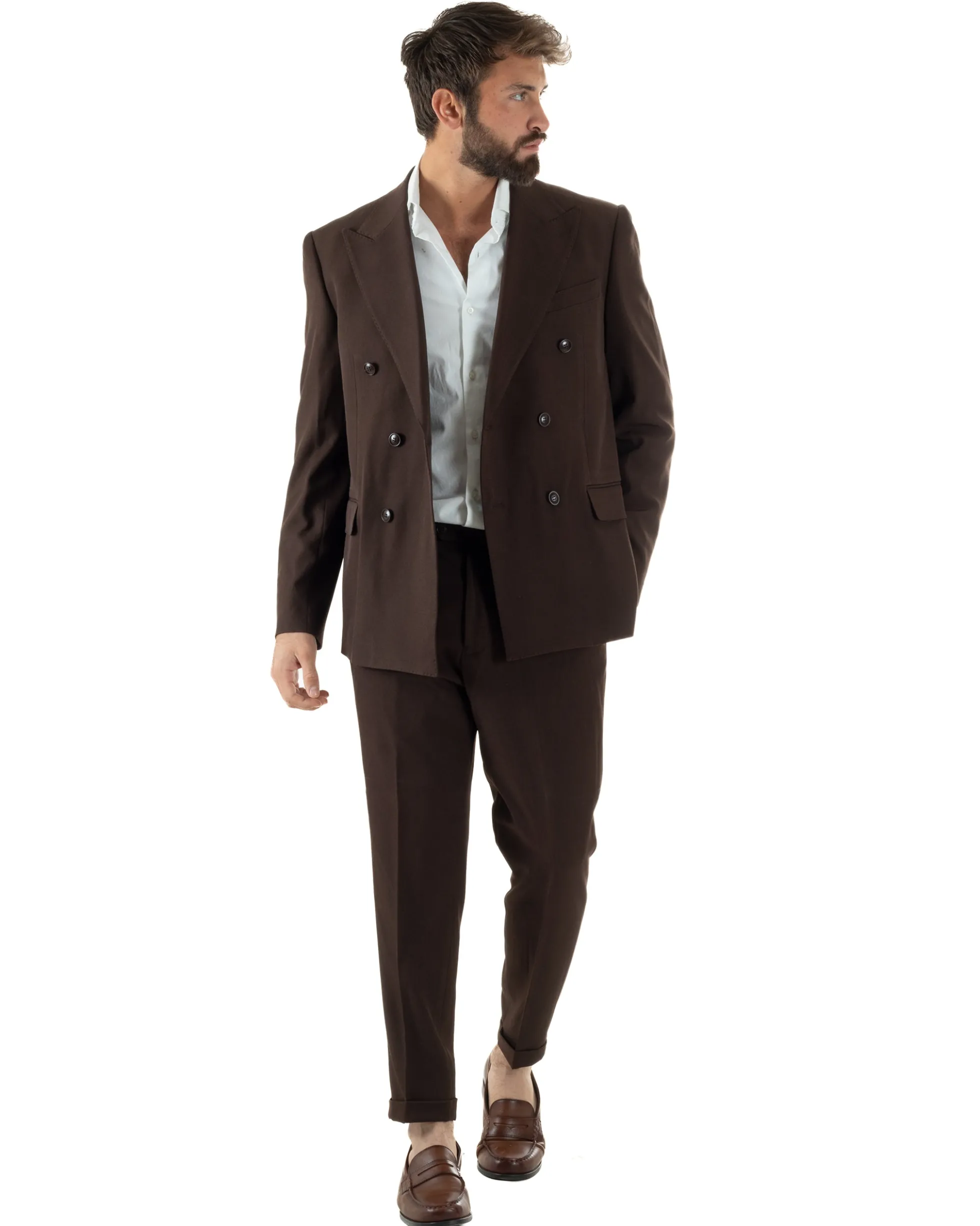 Abito Uomo Doppiopetto Viscosa Classico Sartoriale Marrone AE1201A