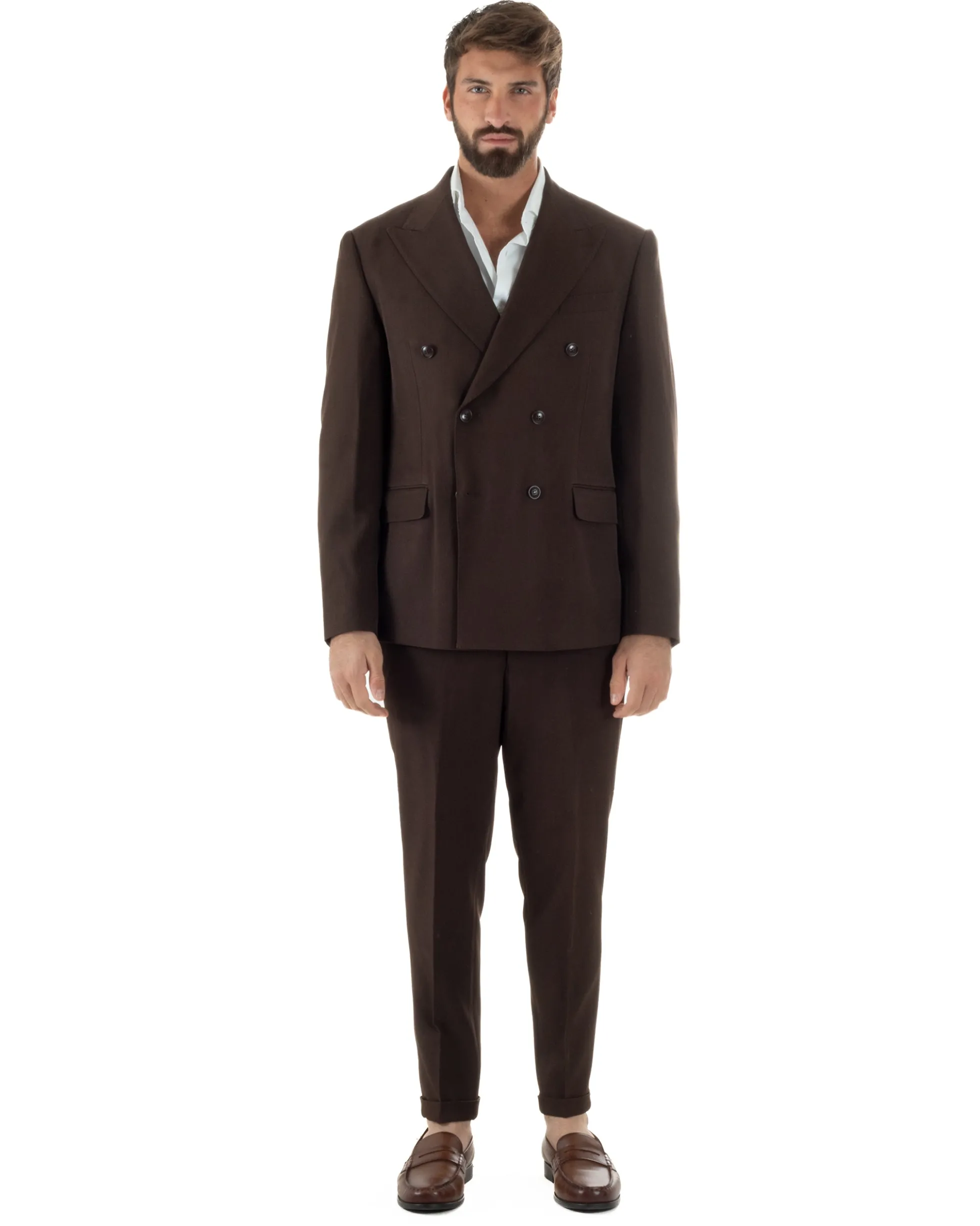 Abito Uomo Doppiopetto Viscosa Classico Sartoriale Marrone AE1201A