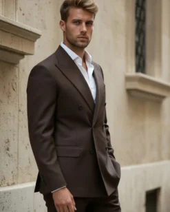 Abito Uomo Doppiopetto Viscosa Classico Sartoriale Marrone AE1201A