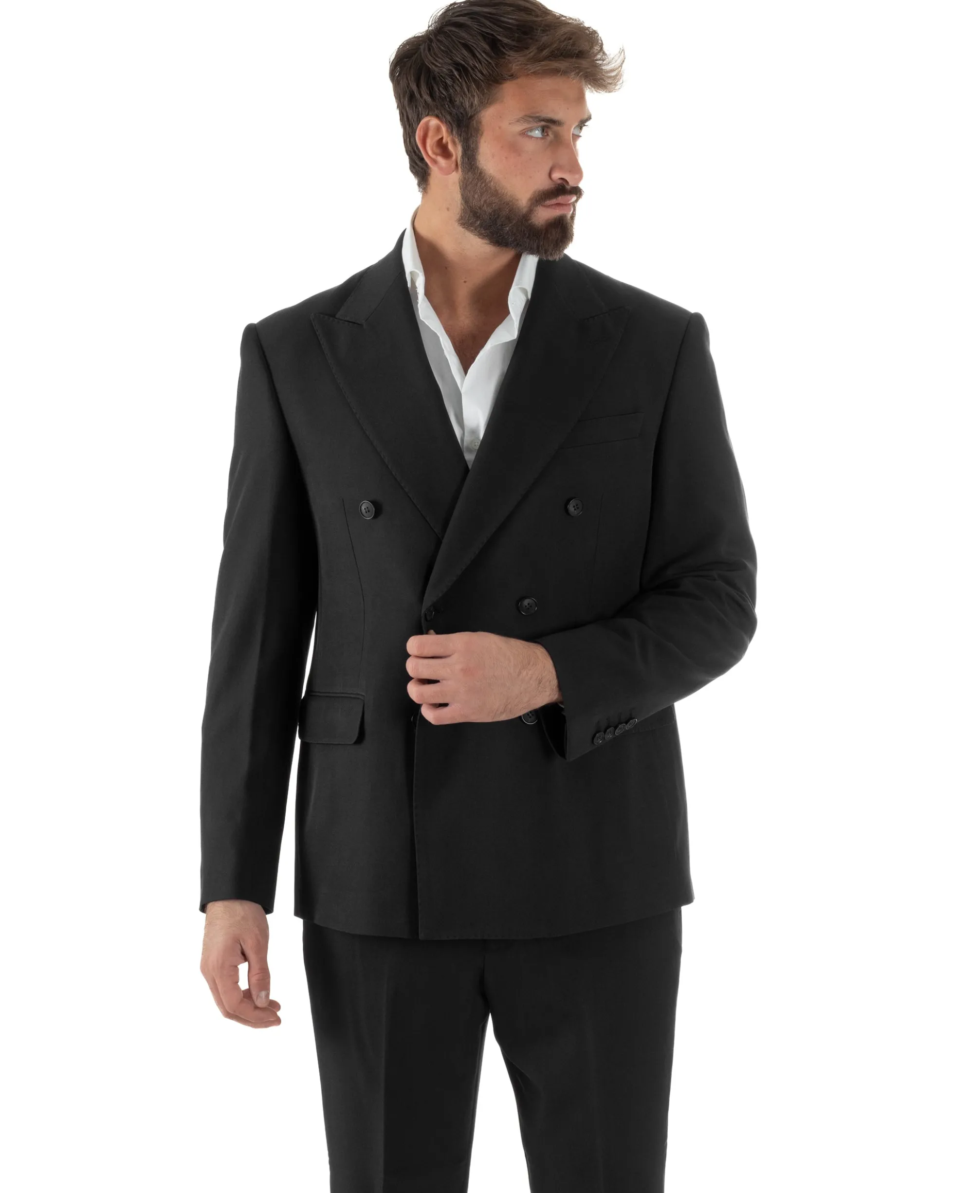 Abito Uomo Doppiopetto Viscosa Classico Sartoriale Nero AE1203A