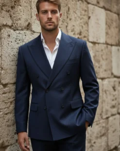 Abito Uomo Doppiopetto Viscosa Classico Sartoriale Blu AE1200A
