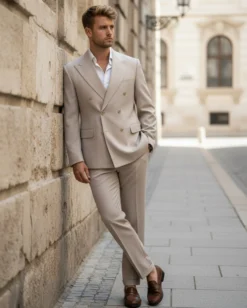 Abito Uomo Doppiopetto Viscosa Classico Sartoriale Beige AE1202A