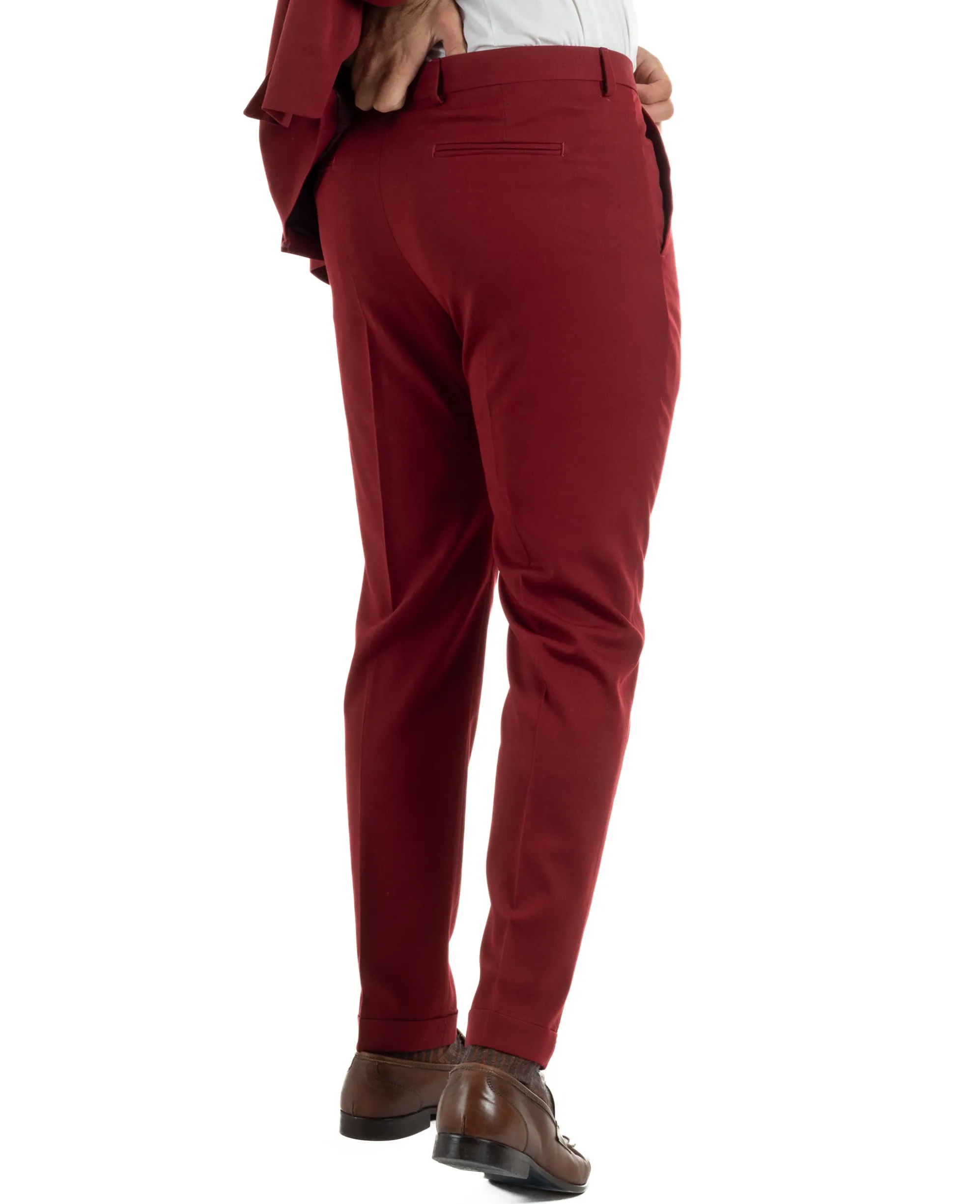 Abito uomo monopetto completo giacca pantaloni slim fit bordeaux GIOSAL-AE1252A