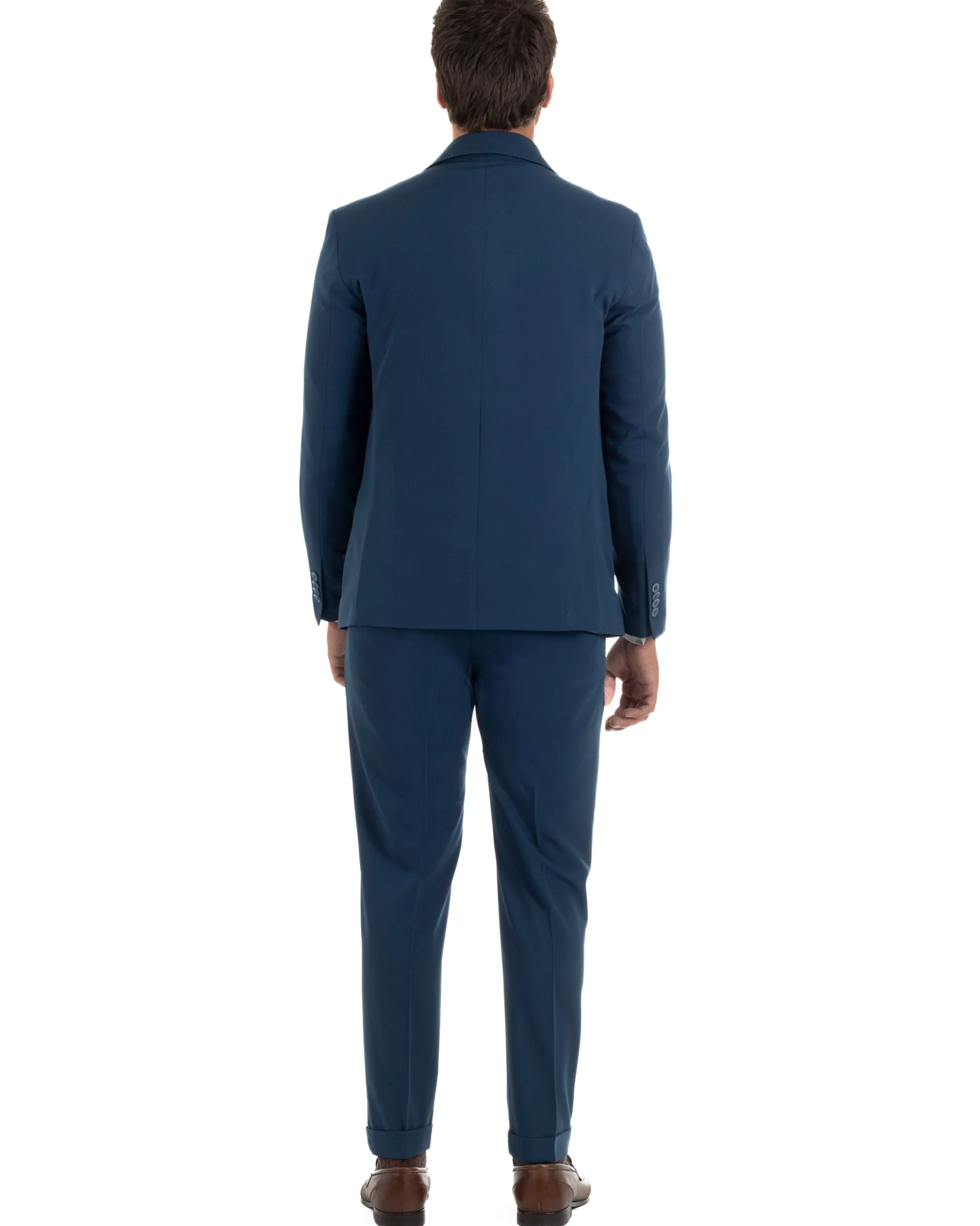 Abito uomo monopetto completo giacca pantaloni slim fit blu GIOSAL-AE1253A