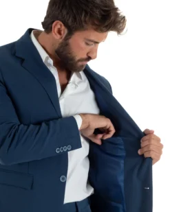 Abito uomo monopetto completo giacca pantaloni slim fit blu GIOSAL-AE1253A