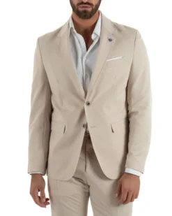 Abito uomo monopetto completo giacca pantaloni slim fit beige GIOSAL-AE1256A