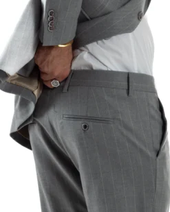 Abito Uomo Monopetto Gessato Sartoriale Rigato Grigio Over-D OC1F2W5A03
