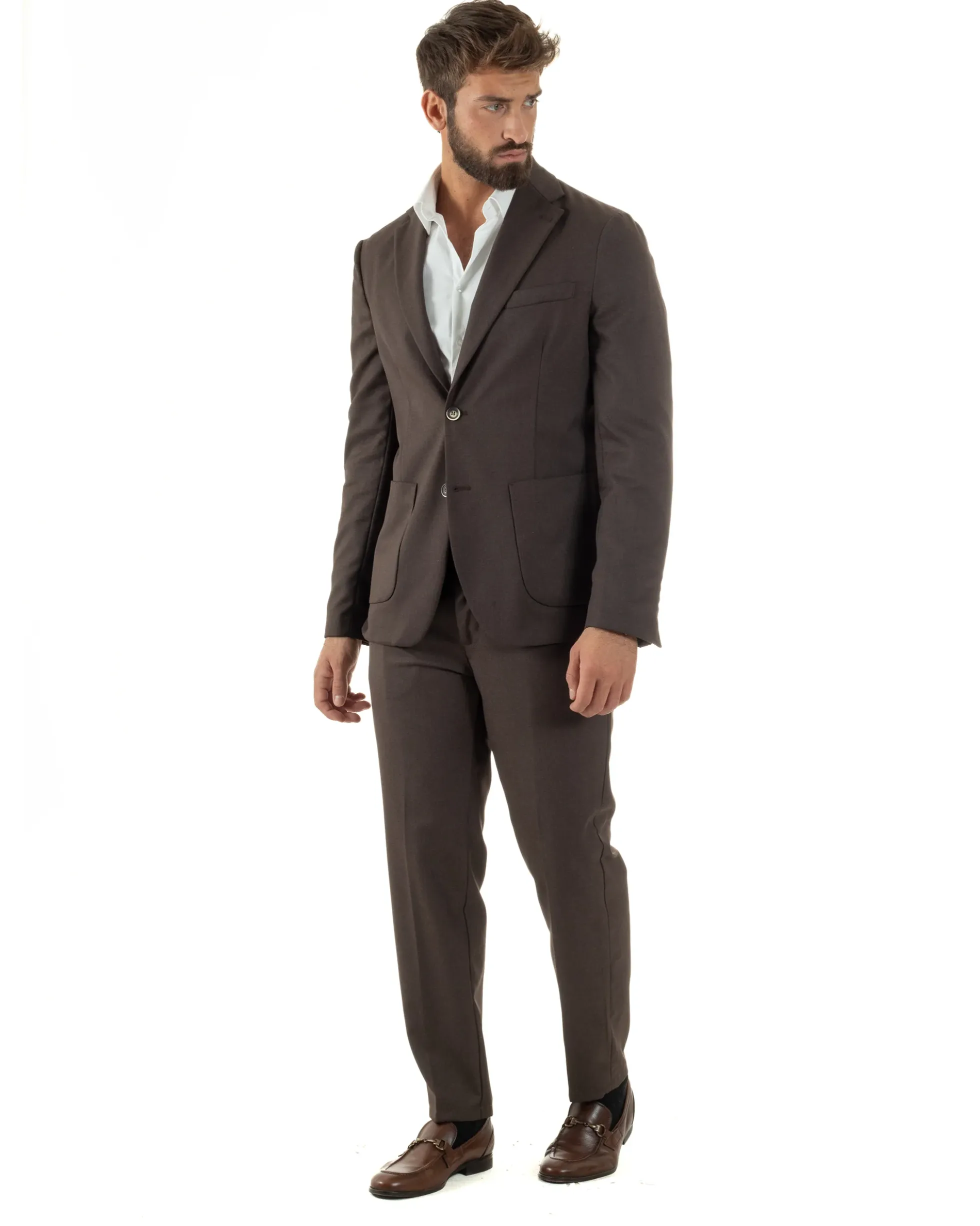 Abito Uomo Monopetto Lana Classico Sartoriale Marrone AE1199A