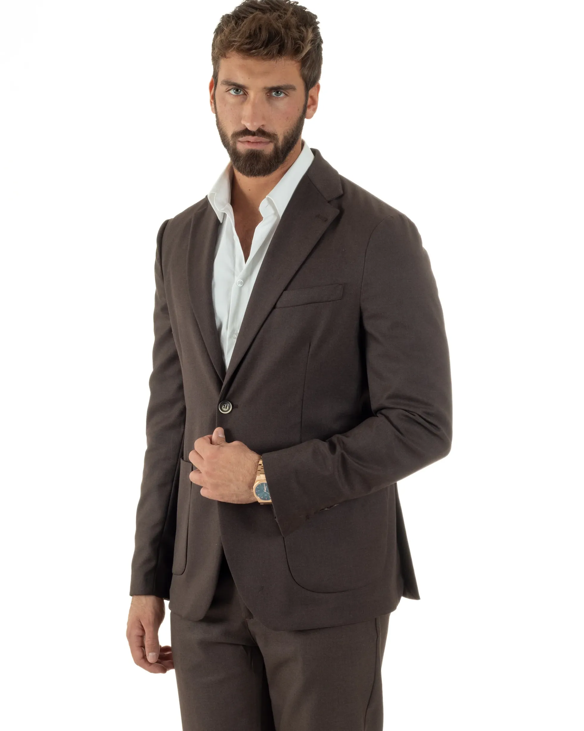 Abito Uomo Monopetto Lana Classico Sartoriale Marrone AE1199A