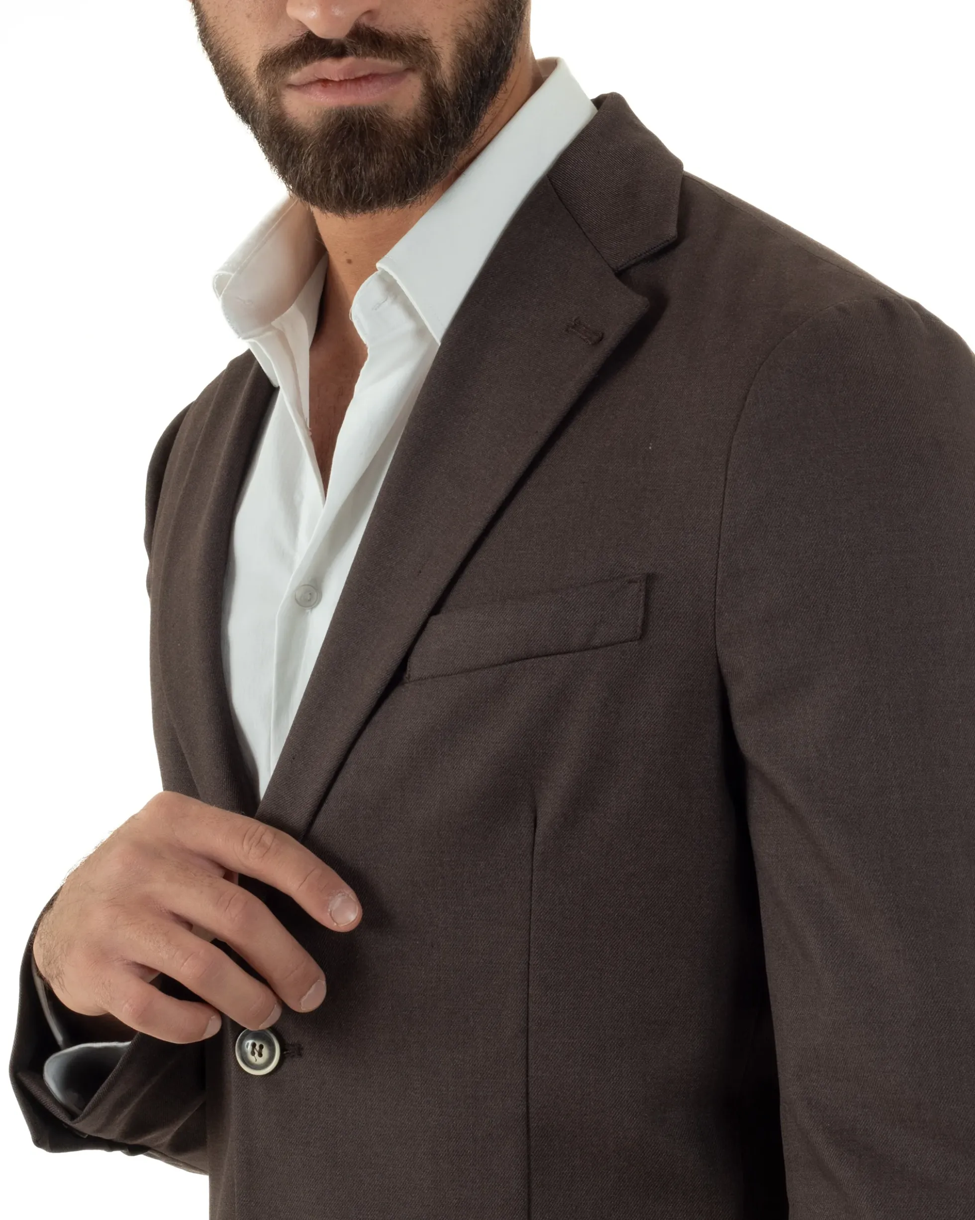 Abito Uomo Monopetto Lana Classico Sartoriale Marrone AE1199A