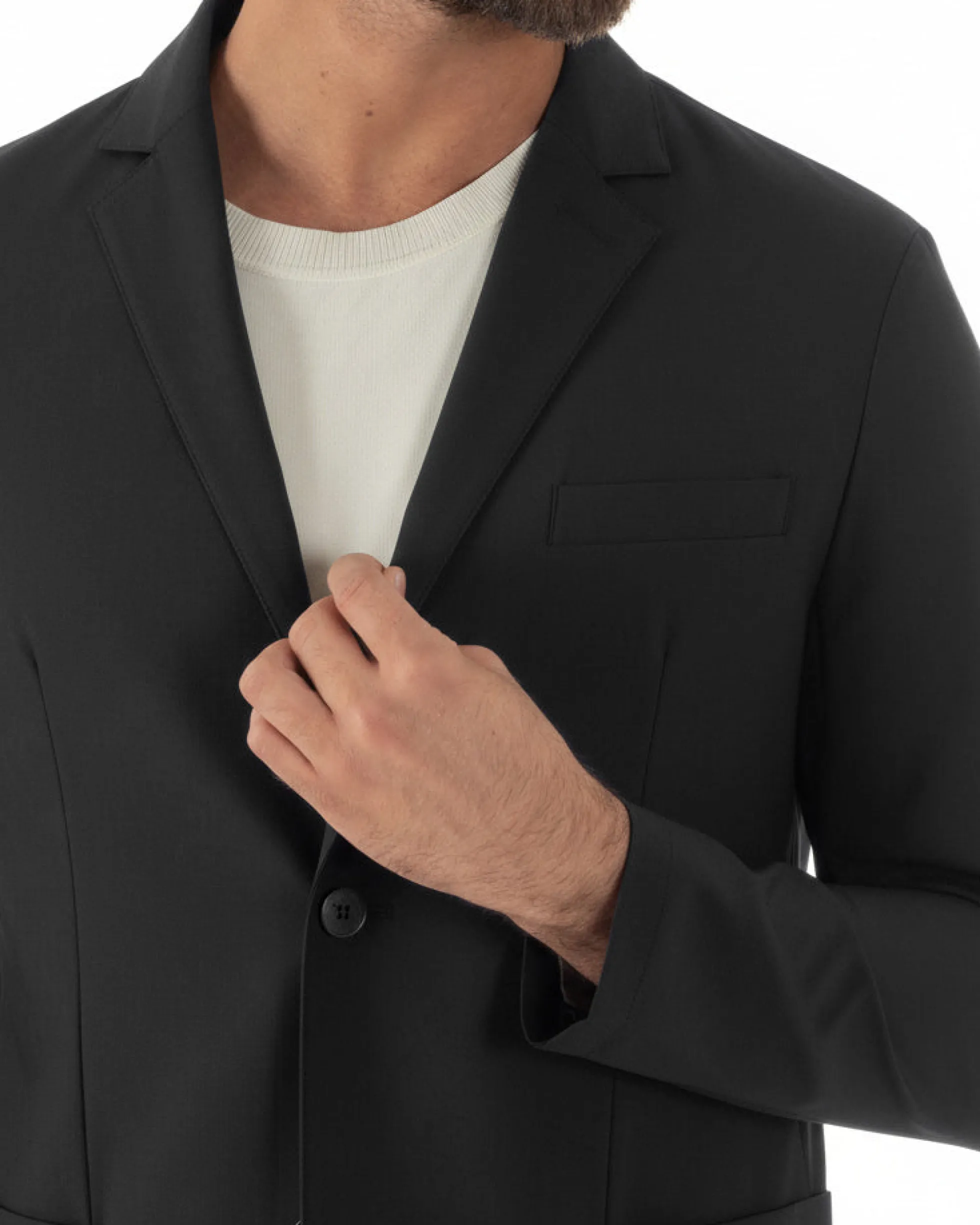 Abito uomo monopetto no stiro completo impermeabile giacca pantaloni nero GIOSAL-AE1238A