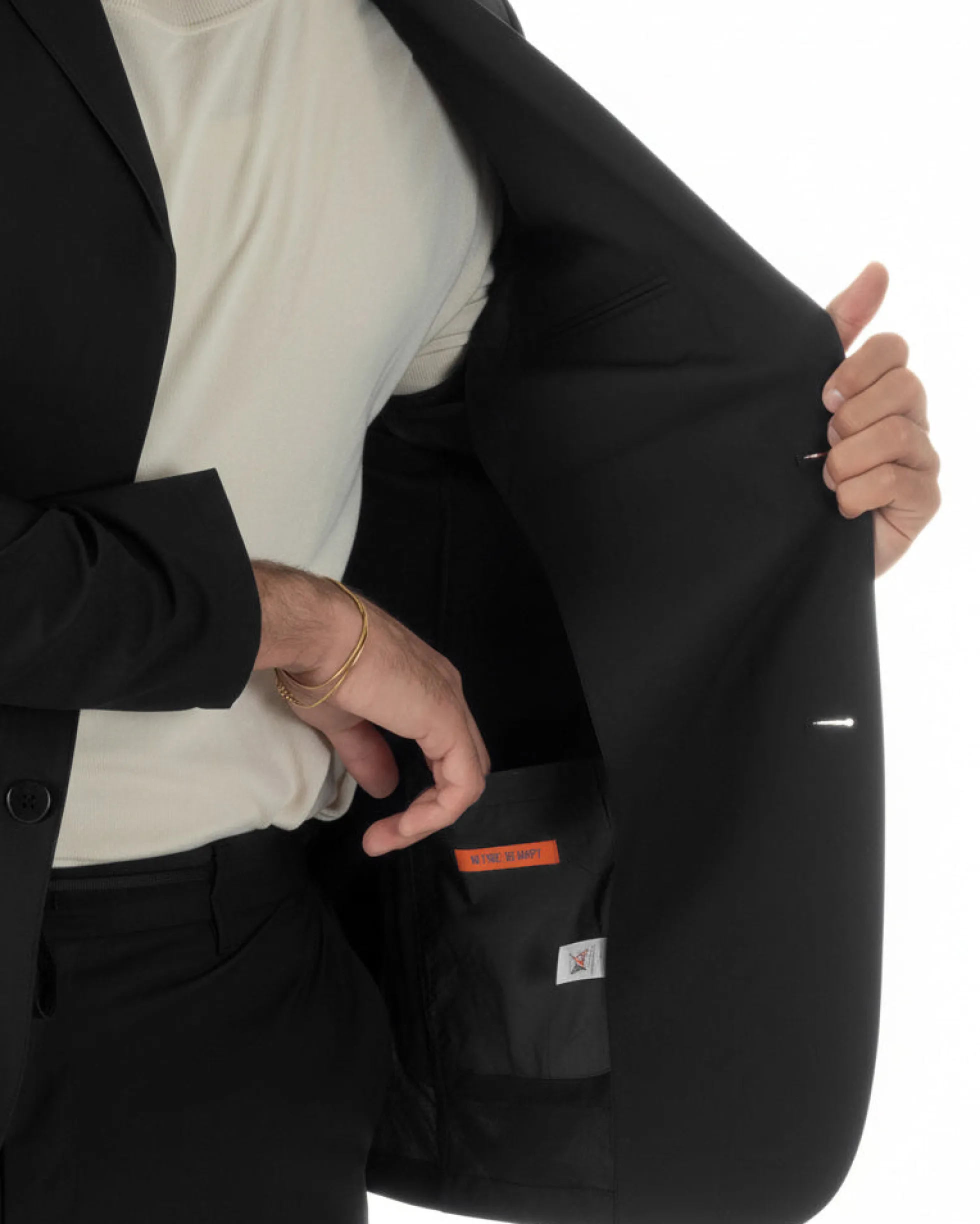 Abito uomo monopetto no stiro completo impermeabile giacca pantaloni nero GIOSAL-AE1238A