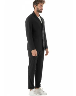 Abito uomo monopetto no stiro completo impermeabile giacca pantaloni nero GIOSAL-AE1238A