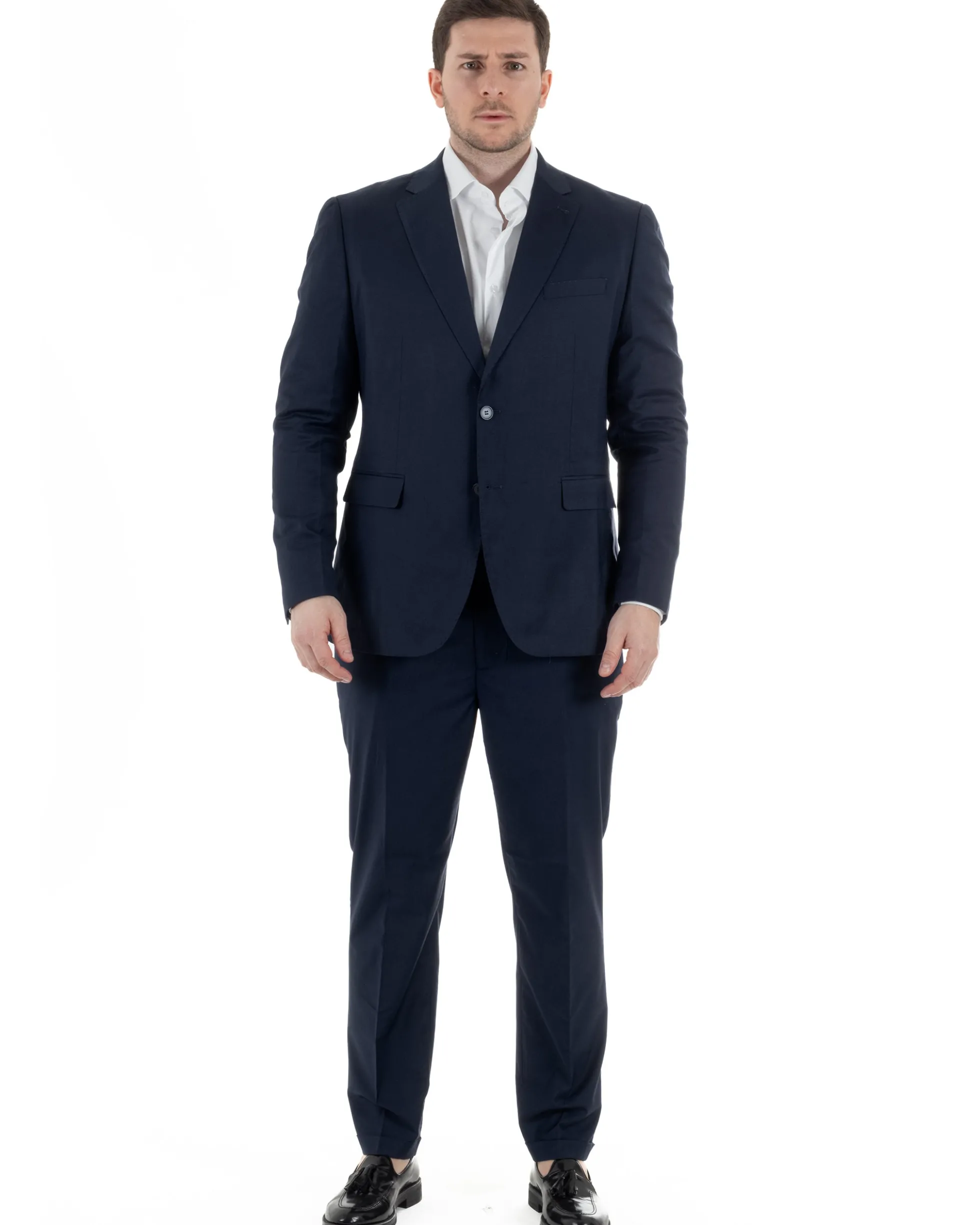 Abito Uomo Monopetto Vestito Viscosa Completo Taglie Comode Blu TCAE1010A