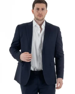 Abito Uomo Monopetto Vestito Viscosa Completo Taglie Comode Blu TCAE1010A
