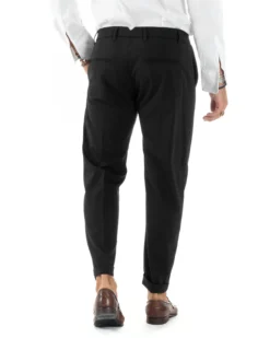 Abito Uomo Monopetto Vestito Viscosa Completo Giacca Pantaloni Elegante Casual Tinta Unita Nero GIOSAL-AE1079A