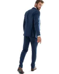 Abito uomo monopetto vestito viscosa completo giacca pantaloni blu melangiato GIOSAL-OU2401A