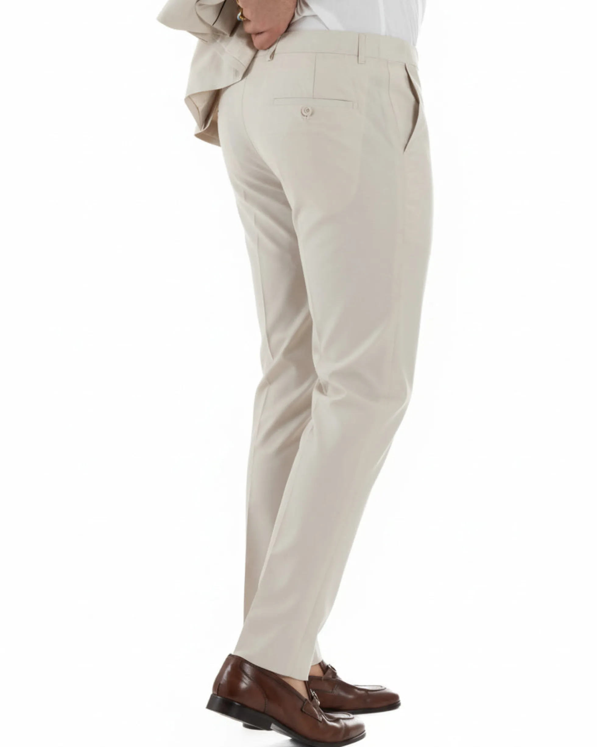 Abito uomo monopetto vestito viscosa completo giacca pantaloni panna GIOSAL-AE1206A