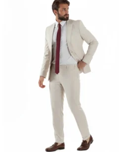 Abito uomo monopetto vestito viscosa completo giacca pantaloni panna GIOSAL-AE1206A