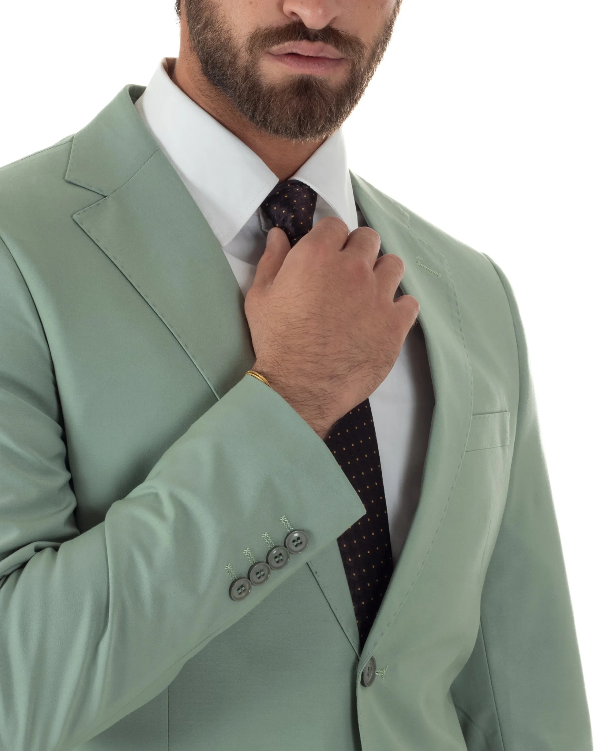 Abito uomo monopetto vestito viscosa completo giacca pantaloni verde salvia GIOSAL-AE1231A
