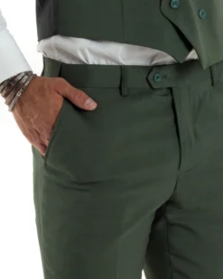 Abito uomo monopetto vestito 3 pezzi completo panciotto verde melangiato GIOSAL-AE1061A