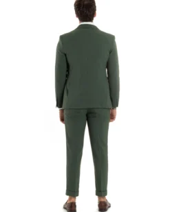 Abito uomo monopetto vestito 3 pezzi completo panciotto verde melangiato GIOSAL-AE1061A